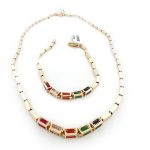 گردنی و دستبند سنگ رنگی Cube Chain