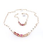 گردنی و دستبند سنگ رنگی Cube Chain - Image 2